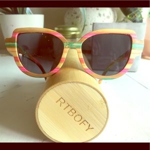 Rainbow wood sunglasses